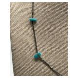 Liquid Silver Vintage Choker Necklace - Turquoise Beads - 15in