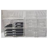 Clear Acrylic Makeup Storage Organizers - 2-Pack Stackable Cosmetic Drawer Organizer Set