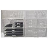 Clear Acrylic Makeup Storage Organizers - 2-Pack Stackable Cosmetic Drawer Organizer Set