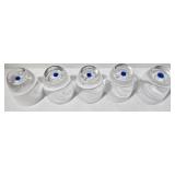 Orrefors Inspired Clear Glass Lowball Tumblers - Blue Bubble Dot (Lot of 5)