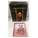 Antique Chinese Hand Painted Tea Tin & Fabienne Jouvin Paris Trinket Tray