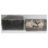 Antique Chinese Hand Painted Tea Tin & Fabienne Jouvin Paris Trinket Tray