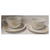 Porcelaine Jacques Coeur Fougeres Cups & Saucers (Lot of 2) - Bavaria Hand-Painted Bowl
