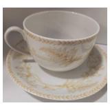 Porcelaine Jacques Coeur Fougeres Cups & Saucers (Lot of 2) - Bavaria Hand-Painted Bowl