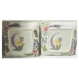 Tabletops Gallery Jardine Hand Painted Square Trays (Lot of 2)
