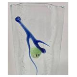 Mid Century Hand Crafted Glass Sculpture Vase