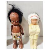 Pair of Totem Pole Figures & Dancers - Native American Souvenir Ak-Sar-Ben Gardens