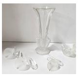 Vintage Art Deco Turtle Dove Vase - Mount Vernon Napkin Rings (Lot of 3) - Chickadee Candle Holder