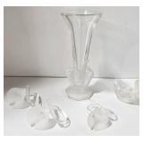 Vintage Art Deco Turtle Dove Vase - Mount Vernon Napkin Rings (Lot of 3) - Chickadee Candle Holder