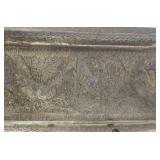 Vintage Indian Brass Etched Long Tray - Floral Border Design