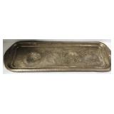 Vintage Indian Brass Etched Long Tray - Floral Border Design