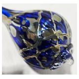 Three-Piece Set: Cobalt Blue Pitcher, Hand Blown Teardrop Ornament & Japanese Bowl (Lot of 3)