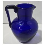 Three-Piece Set: Cobalt Blue Pitcher, Hand Blown Teardrop Ornament & Japanese Bowl (Lot of 3)