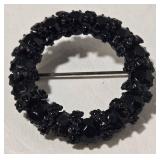 Black Bead Jewelry Set - 2 Necklaces & 1 Brooch