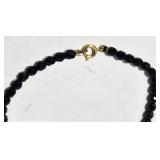 Black Bead Jewelry Set - 2 Necklaces & 1 Brooch