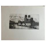 Vintage C. Meryon Notre Dame Apse Etching - 16 x 12 in