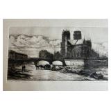 Vintage C. Meryon Notre Dame Apse Etching - 16 x 12 in
