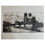 Vintage C. Meryon Notre Dame Apse Etching - 16 x 12 in