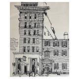 Robert Miles Parker - John Wesley Hotel & Oliver Sturges House - Ink Drawing (13 in x 16 in), 1975