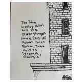 Robert Miles Parker - John Wesley Hotel & Oliver Sturges House - Ink Drawing (13 in x 16 in), 1975