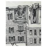 Robert Miles Parker - John Wesley Hotel & Oliver Sturges House - Ink Drawing (13 in x 16 in), 1975