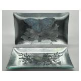 Sullivan Gift Company Silvered Decorative Plates - Butterfly & Bird (Lot of 2)