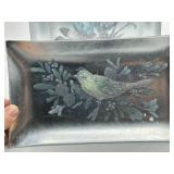 Sullivan Gift Company Silvered Decorative Plates - Butterfly & Bird (Lot of 2)