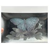 Sullivan Gift Company Silvered Decorative Plates - Butterfly & Bird (Lot of 2)