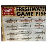 Miller High Life Vintage 1998 Freshwater & Saltwater Game Fish Commercial Vinyl Poster 36 x 65