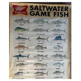 Miller High Life Vintage 1998 Freshwater & Saltwater Game Fish Commercial Vinyl Poster 36 x 65