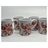 Corelle Coordinates Paisley Mugs - 4 in Tall (Lot of 5)
