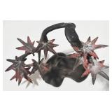 Bronze Metal Tree Sculpture - Red Star Leaves & Twisted Black Trunk Base