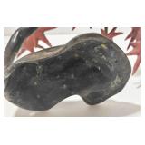 Bronze Metal Tree Sculpture - Red Star Leaves & Twisted Black Trunk Base