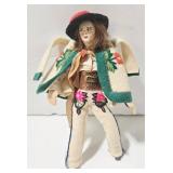 Miniature Wood Art Easels (2) & Polish Souvenir Doll & Hand-Carved Wood Face Collectibles