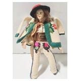 Miniature Wood Art Easels (2) & Polish Souvenir Doll & Hand-Carved Wood Face Collectibles