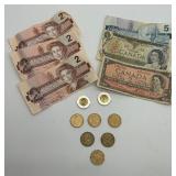 Canada Banknotes & Coins - CAD $24 Total