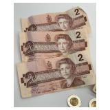 Canada Banknotes & Coins - CAD $24 Total