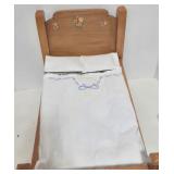 Doll Bed - Vintage Floral Wood Frame with Mattress & Quilted Cover