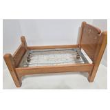 Doll Bed - Vintage Floral Wood Frame with Mattress & Quilted Cover