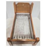 Doll Bed - Vintage Floral Wood Frame with Mattress & Quilted Cover