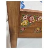 Doll Bed - Vintage Floral Wood Frame with Mattress & Quilted Cover