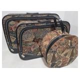 Harvard Passport Print 3-Piece Travel Luggage Set with Round Vanity Case