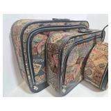 Harvard Passport Print 3-Piece Travel Luggage Set with Round Vanity Case