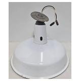 Vintage Industrial Barn Light & Gas Station Light - White Enamel Porcelain