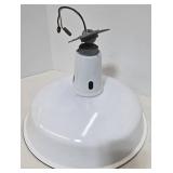 Vintage Industrial Barn Light & Gas Station Light - White Enamel Porcelain