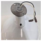 Vintage Industrial Barn Light & Gas Station Light - White Enamel Porcelain