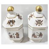 Vintage Porcelain Neoclassical Lidded Jars (Lot of 2)