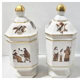 Vintage Porcelain Neoclassical Lidded Jars (Lot of 2)
