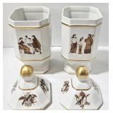 Vintage Porcelain Neoclassical Lidded Jars (Lot of 2)