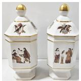 Vintage Porcelain Neoclassical Lidded Jars (Lot of 2)